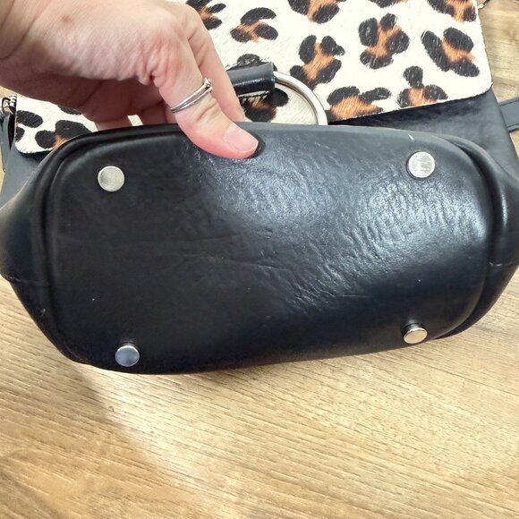 Brave Leather Virtue Bag Crossbody Calf Hair Leopard Print Western - Picture 11 of 13